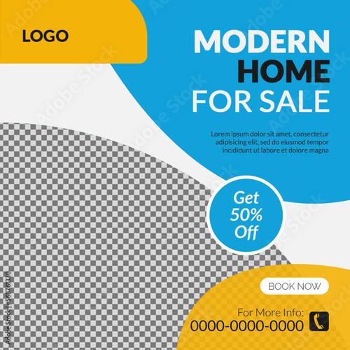 Real estate social media post bundle design, Modern Real Estate social media post Template, Real estate social media post web banner template design