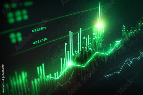 Stock market chart with green going up indicating Generative AI