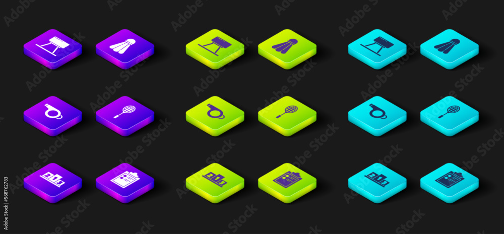 Set Award over sports winner podium, Sport training program, Whistle, Tennis racket, Badminton shuttlecock and Pommel horse icon. Vector Set Award over sports winner podium, Sport training program, Whistle, Tennis racket, Badminton shuttlecock and Pommel horse icon. Vector