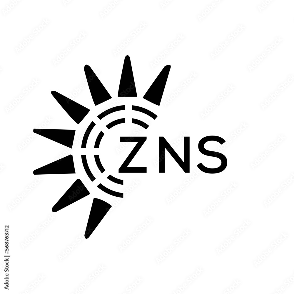 ZNS letter logo. ZNS image on white background and black letter. ZNS ...