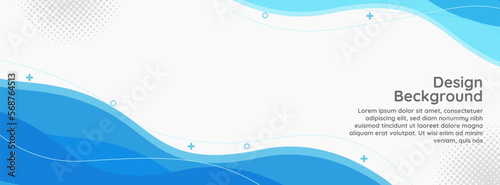 Template banner with wave blue color. design with liquid shape.