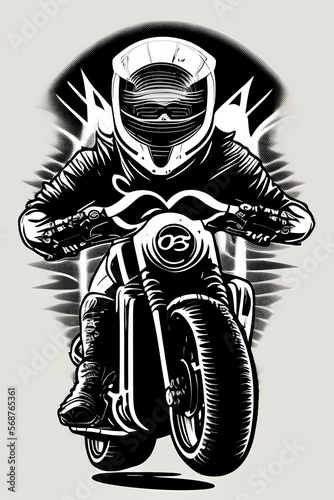 sport motorbike and wave helmet vector template, t-shirt design, biker, knucklehead, panhead, shovelhead, flathead, naked bike, dragrace, supermoto, Motorradfahrer, motorrijder, vector - generative ai photo