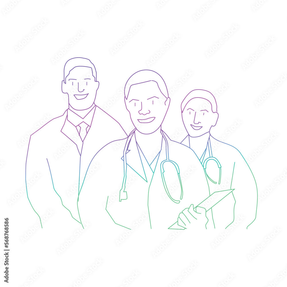 Group of medical workers outlines concept stock illustration Group of medical workers outlines concept stock illustration