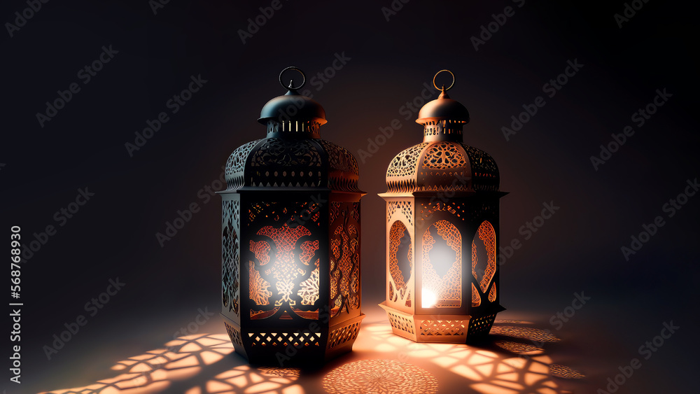 Ramadan Kareem Concept with Arabic Lanterns. 