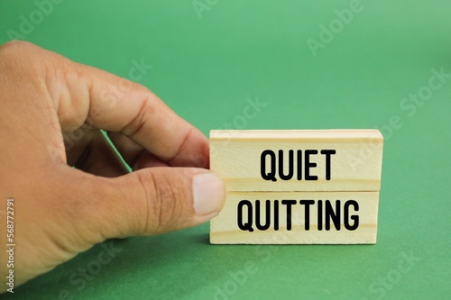 stick with the word quiet quitting. when employees not engaged or taking job seriously. Quiet Quitting Concept