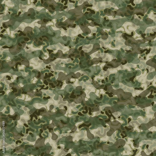Camouflage pattern background. Classic clothing style masking camo repeat print