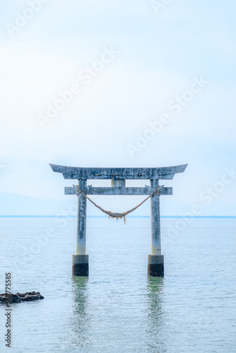                                              Einoo Tsurugi Shrine in winter. Kumamoto Prefecture  Uki City.