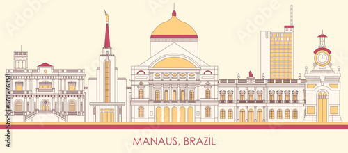 Cartoon Skyline panorama of city of Manaus, Brazil - vector illustration photo