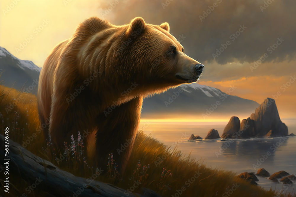 Kodiak bear wallpaper. Generative AI. Stock Illustration | Adobe Stock