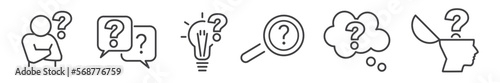 Question vector line icons - thin line icon collection on white background