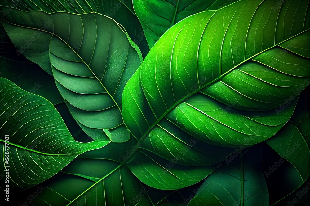 Obraz premium Green leaf background. Generative AI