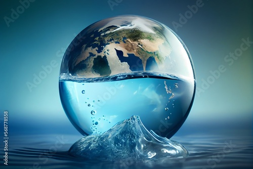 earth in water. Generative AI © Pixel Matrix