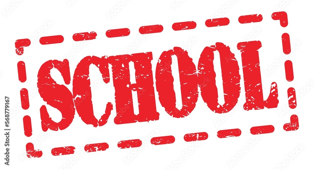 SCHOOL text written on red stamp sign. SCHOOL text written on red stamp sign.