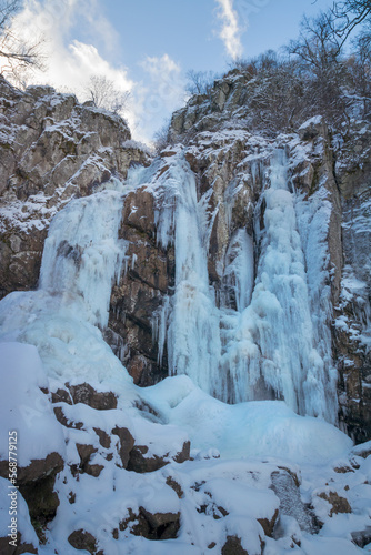 Frozen Boyana waterfall in Vitosha mountain, Bulgaria