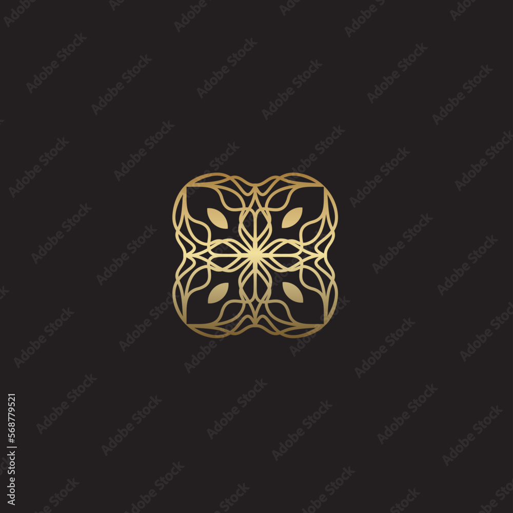 floral abstract logo on the black background. floral abstract logo on the black background.