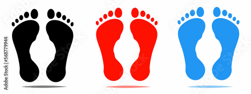 Footprints icon illustration set with shadow. Stock vector.