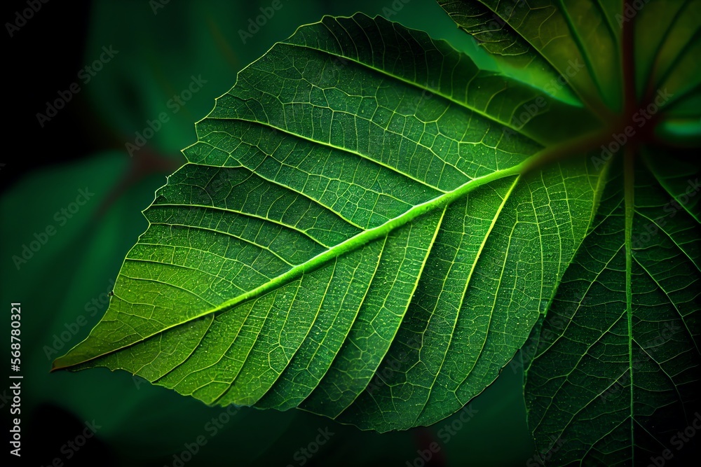 Green leaf background close up view. Nature foliage abstract. Beautifule leave texture. Generative AI Green leaf background close up view. Nature foliage abstract. Beautifule leave texture. Generative AI