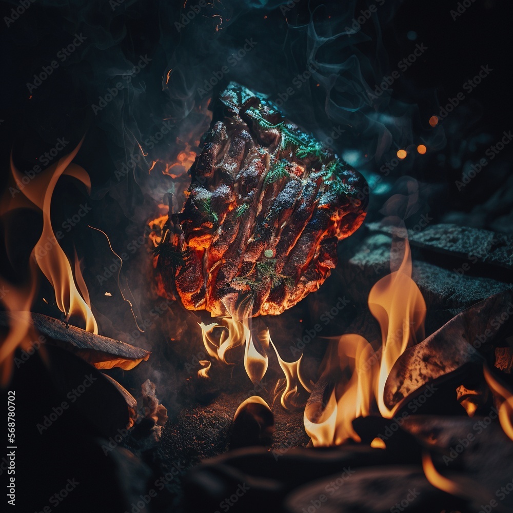 Beef steaks on the grill.Generative AI Beef steaks on the grill.Generative AI