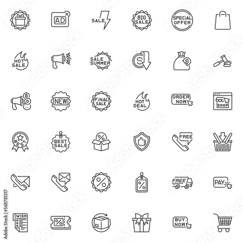 Advertisement line icons set