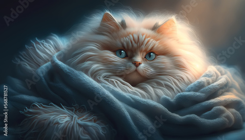 illustration of a cat basking in a cozy scarf