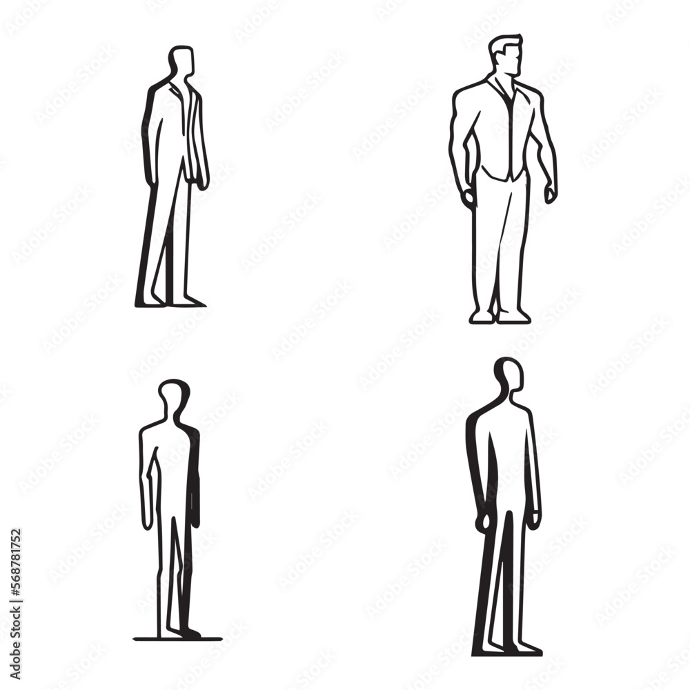 Standing man icon, logo vector black outline Standing man icon, logo vector black outline
