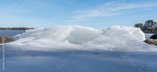 Abstract background of ice in a frosen lake