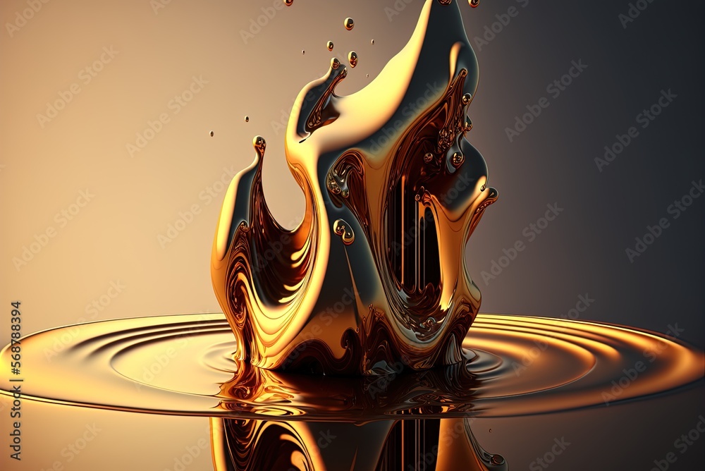 liquid gold pouring out onto the ground Generative AI Stock
