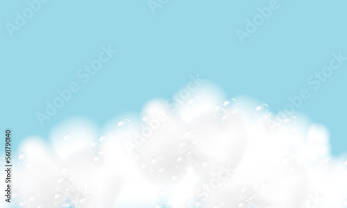 Shampoo bubbles texture.Bath foam background. Sparkling shampoo and bath lather vector illustration.