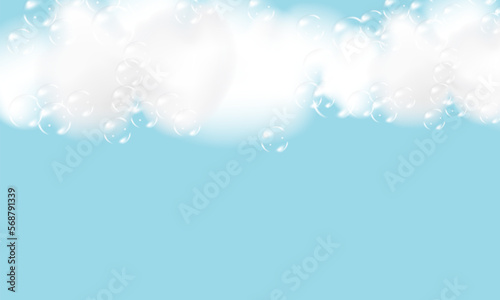 Shampoo bubbles texture.Bath foam background. Sparkling shampoo and bath lather vector illustration.