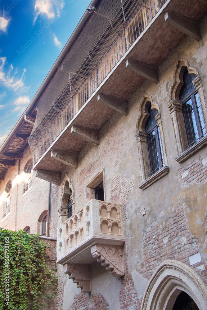 Beautiful view of Juliet's balcony in Verona, Italy