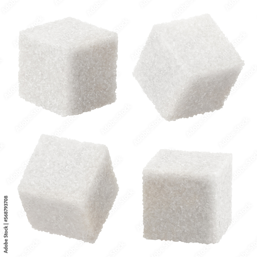 Set of white sugar cubes cut out Set of white sugar cubes cut out