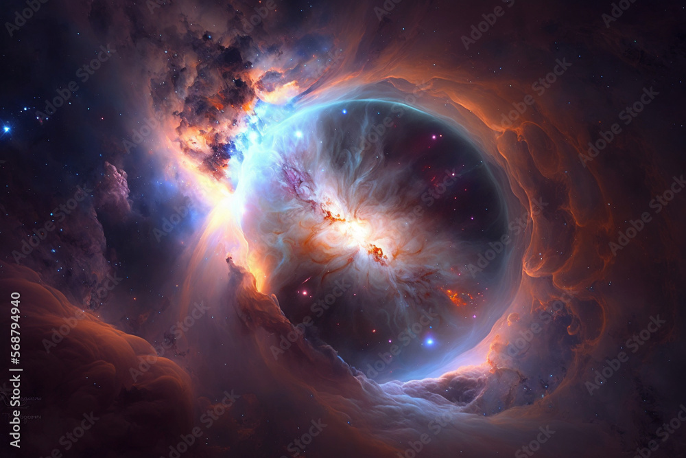 Obraz premium A breathtaking illustration of a space nebula surrounded by galactic dust. Ai generated
