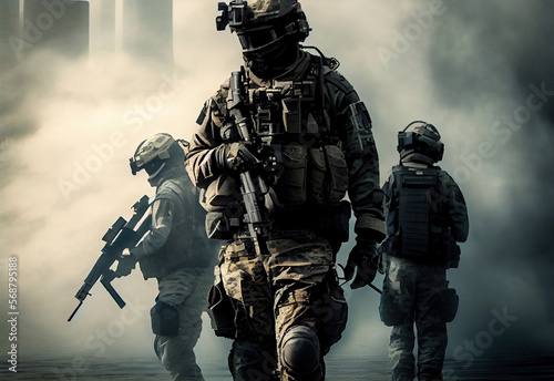 Special Forces Soldiers - Generative AI illustration photo