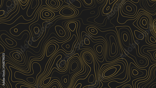 black and golden topography contour lines seamless pattern