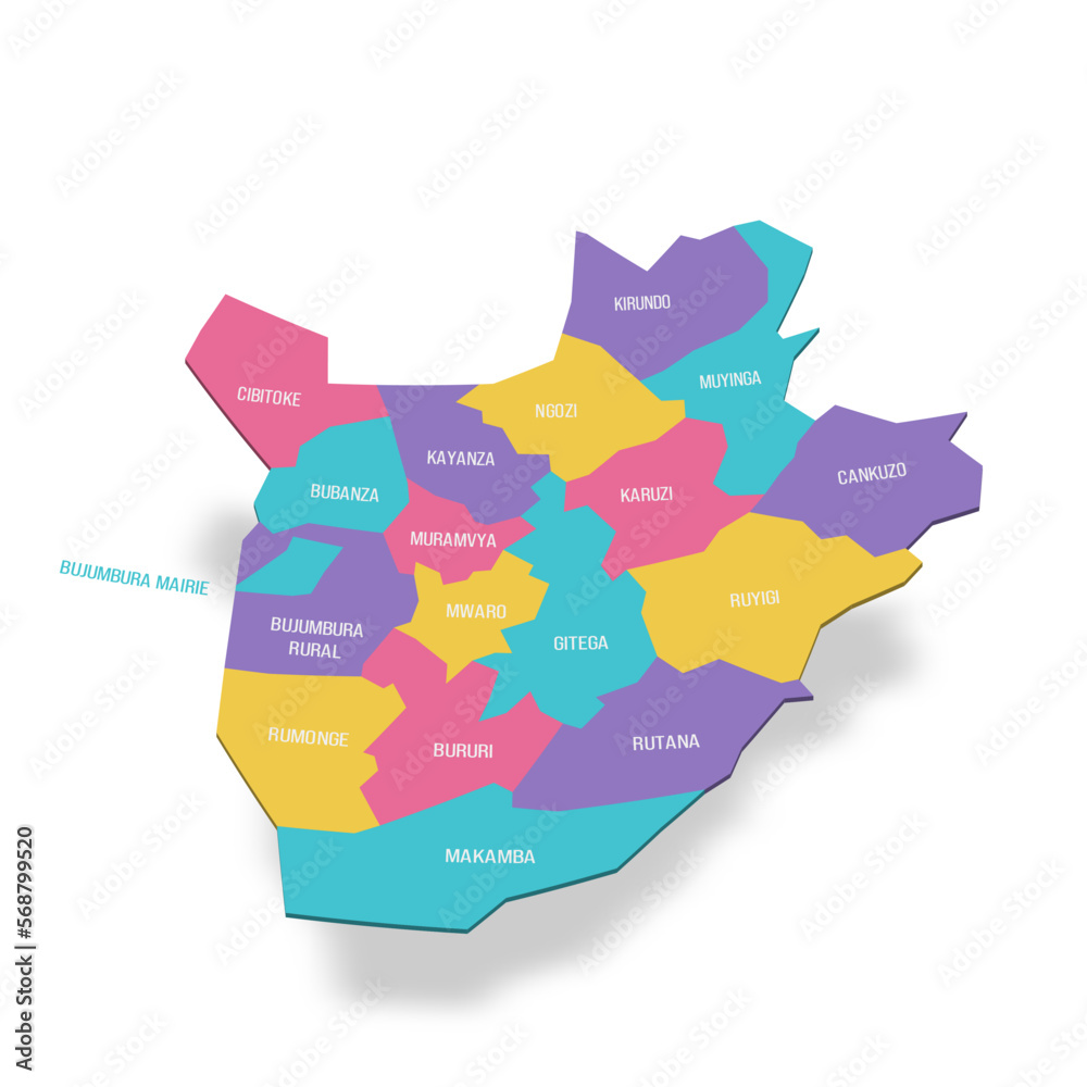 Burundi political map of administrative divisions - provinces. 3D ...