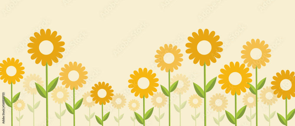 Spring Banner Design with Yellow Flowers on Background. vector illustration. Spring Banner Design with Yellow Flowers on Background. vector illustration.