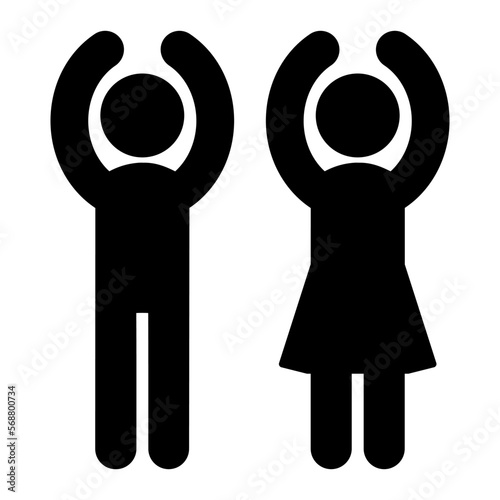 両手で丸を表すポーズの男女