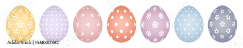 7 Bunte Ostereier Mit Weißen Mustern Bunt Punkte & Blumen