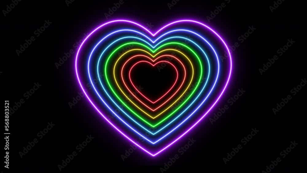 Heart rainbow neon glow light. Valentine's day Heart rainbow neon glow light. Valentine's day