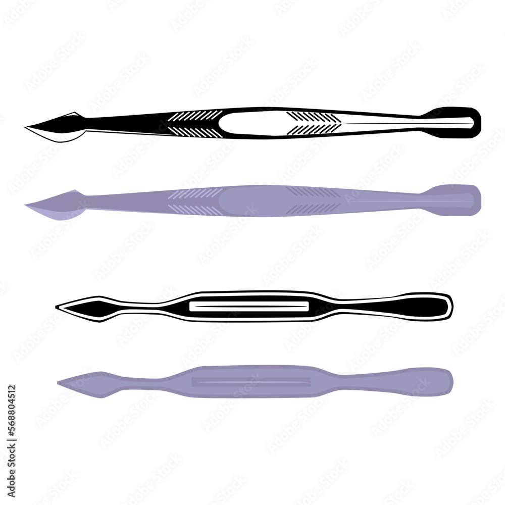 Manicure and pedicure cuticle pusher. Nail care tools, vector Manicure and pedicure cuticle pusher. Nail care tools, vector