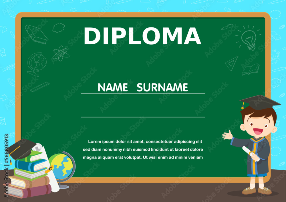 School Kids Diploma certificate background design template School Kids Diploma certificate background design template