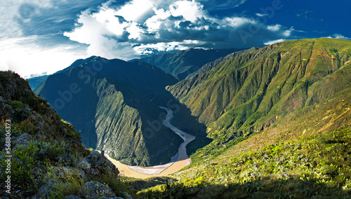 Huatuscalle Canyon in Ayacucho, you can see the union of the Huarpa and Cachi rivers, which form the Mantaro river. An ideal place for adventure tourism. Huanta, Peru photo