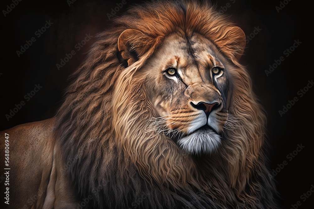 Portrait of a lion. Generative AI.