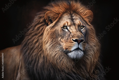Portrait of a lion. Generative AI.