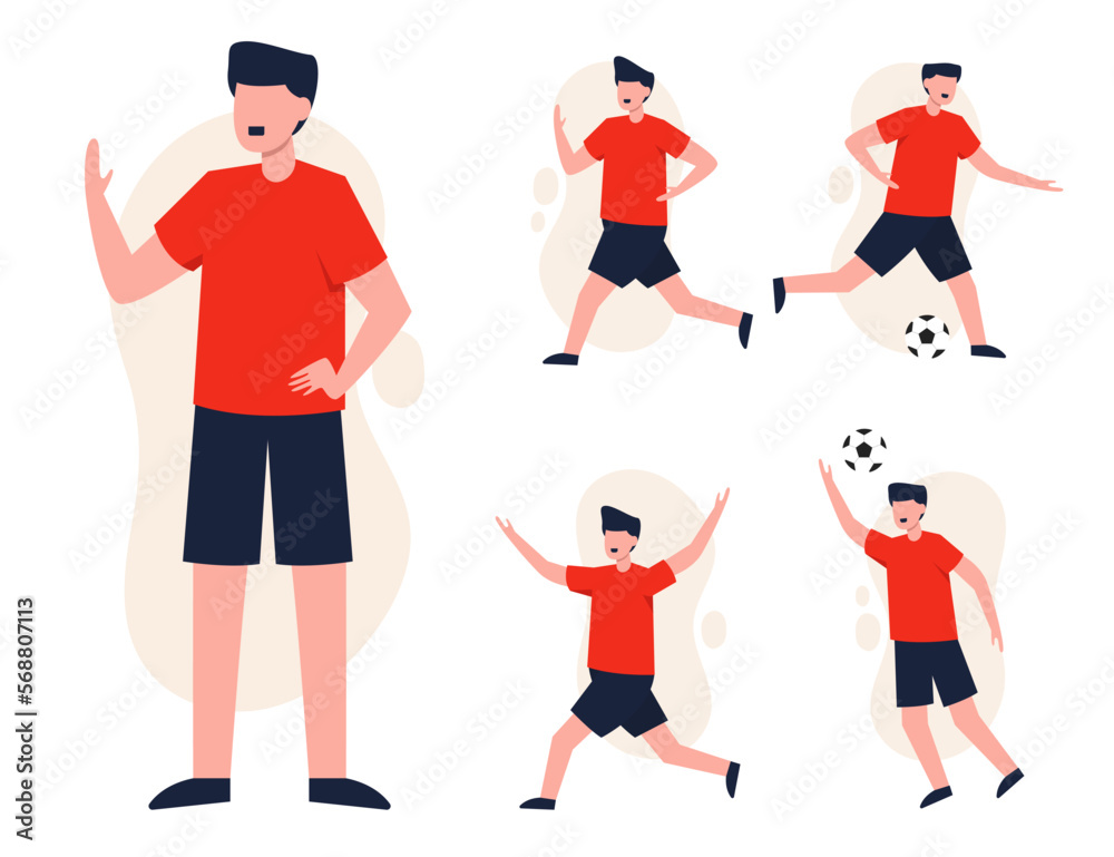 Set of healthy people exercise in cartoon characters vector