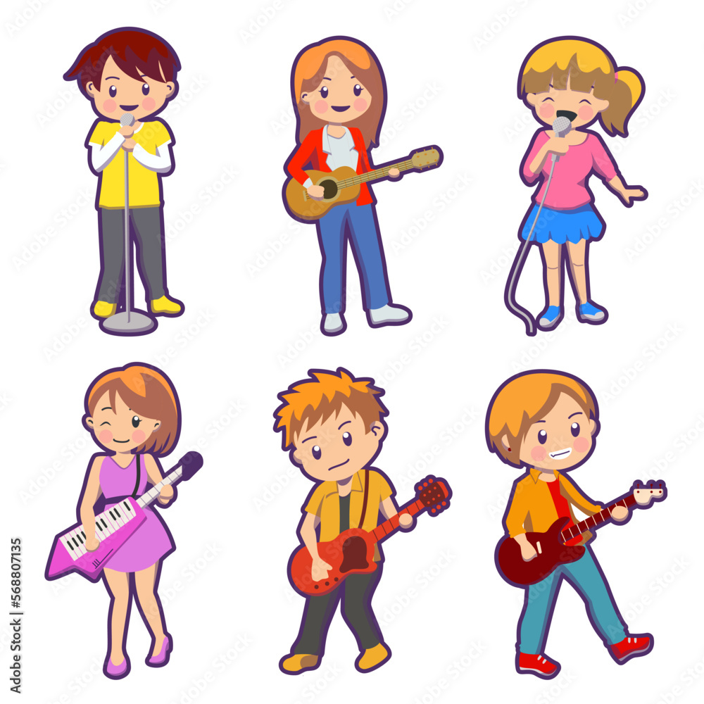 Set of Musician and singer cartoon character collection Set of Musician and singer cartoon character collection