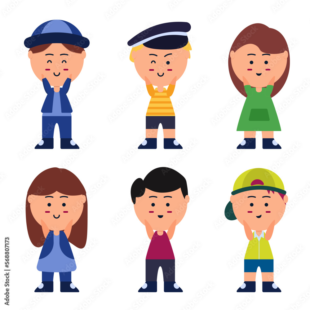 Set of people with emotion cartoon character collection Set of people with emotion cartoon character collection
