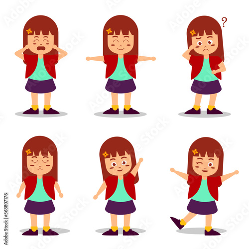 Set of people with emotion cartoon character collection