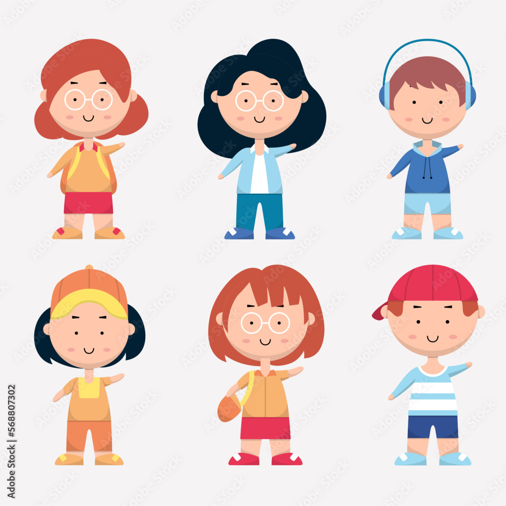 Set of ethnic diversity people in cartoon character Set of ethnic diversity people in cartoon character