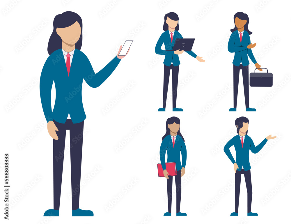 Set of business people in cartoon characters different actions vector Set of business people in cartoon characters different actions vector